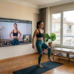 online fitness koçluğu seansında egzersiz formu kontrol eden eğitmen